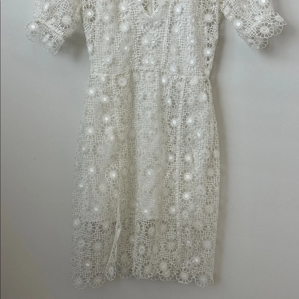 Alice McCall White Floral Eyelet Lace Mini Dress Size: 6
